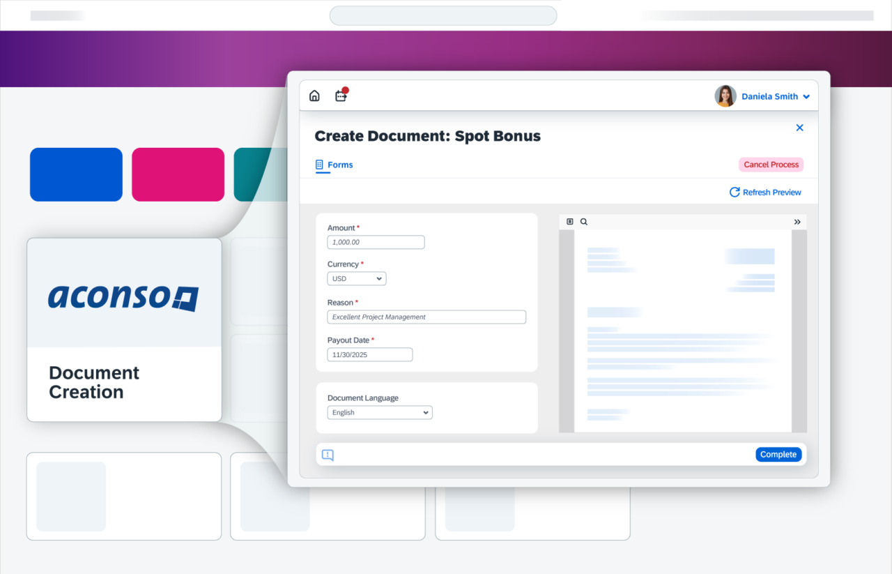 screenshot of Document Creation
